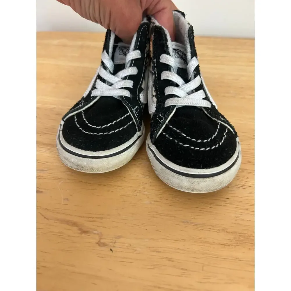 Vans x Skateistan Toddler Sk8‑Hi Black Checkered Sneakers Size 6.5 Embroidered